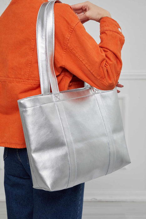 High Quality Leather and Zippered Shoulder Bag, Large Leather Women Shoulder Bag, Comfortable and Fashionable Large Women Shoulder Bag,CK-43 Light Grey