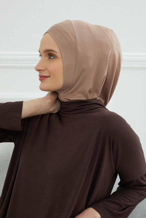 Inner Bonnet Instant Turban %95 Cotton Head Scarf Lightweight Headwear Ninja Cap, Slip on Hijab,TB-4 Mink