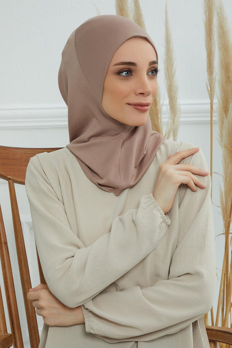 Inner Bonnet Instant Turban %95 Cotton Head Scarf Lightweight Headwear Ninja Cap, Slip on Hijab,TB-5 Mink