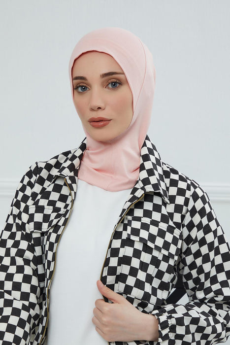 Inner Bonnet Instant Turban %95 Cotton Head Scarf Lightweight Headwear Ninja Cap, Slip on Hijab,TB-5 Powder