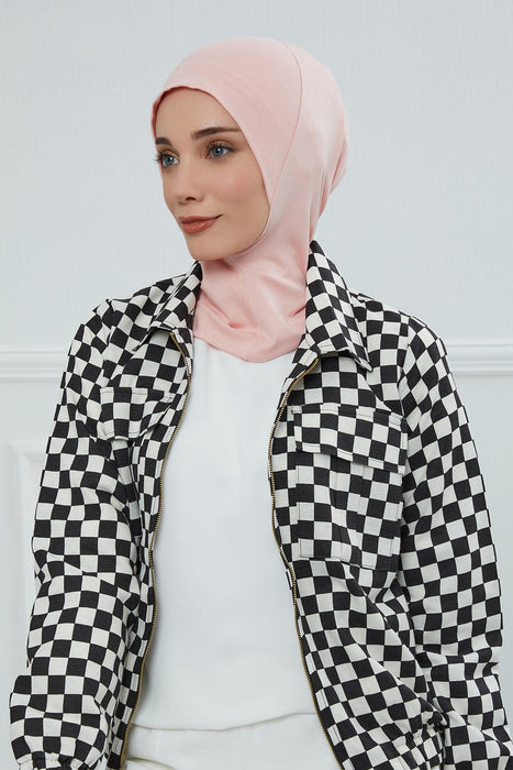 Inner Bonnet Instant Turban %95 Cotton Head Scarf Lightweight Headwear Ninja Cap, Slip on Hijab,TB-5 Powder