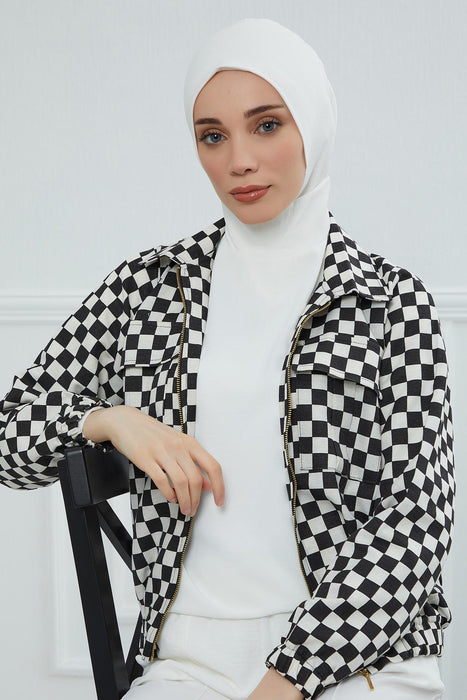 Inner Bonnet Instant Turban %95 Cotton Head Scarf Lightweight Headwear Ninja Cap, Slip on Hijab,TB-5 Ivory