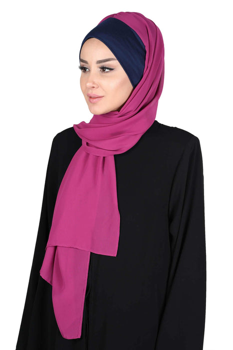 Instant Chiffon Shawl for Women With Cotton Bonnet Chiffon Turban Cap Head Wrap Instant Turban Scarf,BS-2