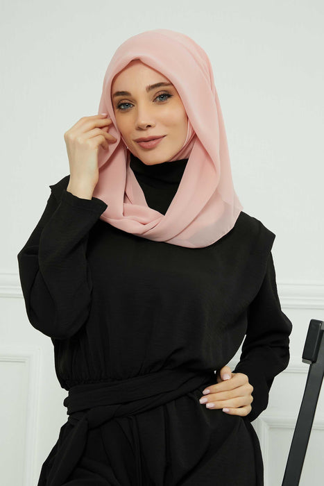 Instant-Chiffon-Schal für Damen mit Baumwollhaube, Chiffon-Turbanmütze, Kopfwickel, Instant-Turbanschal, PS-45