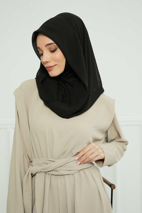 Instant-Chiffon-Schal für Damen mit Baumwollhaube, Chiffon-Turbanmütze, Kopfwickel, Instant-Turbanschal, PS-45