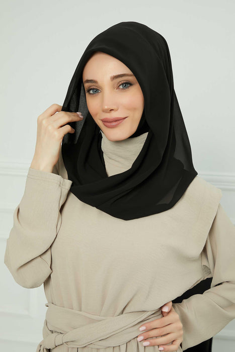 Instant Chiffon Shawl for Women With Cotton Bonnet Chiffon Turban Cap Head Wrap Instant Turban Scarf,PS-45