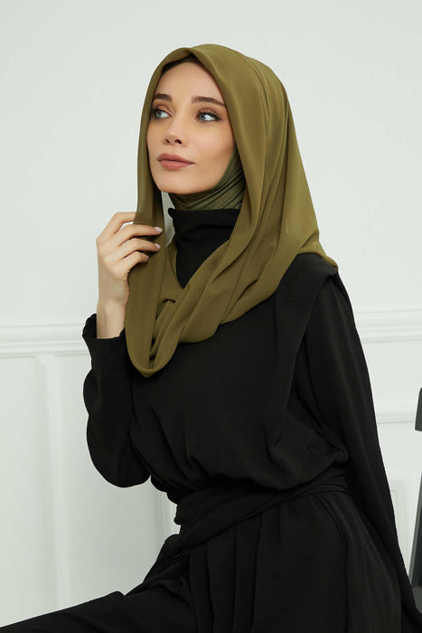 Instant-Chiffon-Schal für Damen mit Baumwollhaube, Chiffon-Turbanmütze, Kopfwickel, Instant-Turbanschal, PS-45