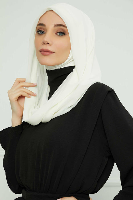 Instant-Chiffon-Schal für Damen mit Baumwollhaube, Chiffon-Turbanmütze, Kopfwickel, Instant-Turbanschal, PS-45