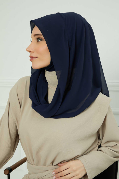 Instant-Chiffon-Schal für Damen mit Baumwollhaube, Chiffon-Turbanmütze, Kopfwickel, Instant-Turbanschal, PS-45