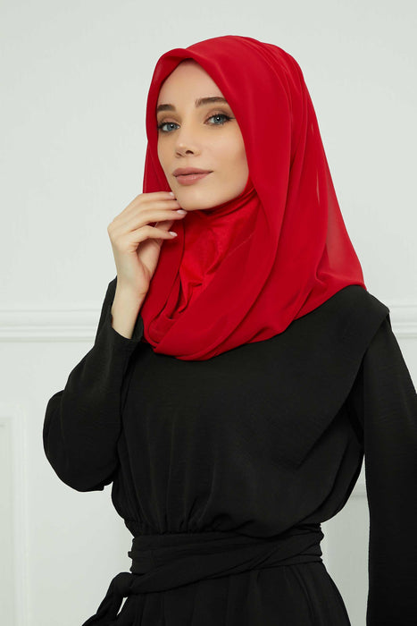 Instant-Chiffon-Schal für Damen mit Baumwollhaube, Chiffon-Turbanmütze, Kopfwickel, Instant-Turbanschal, PS-45