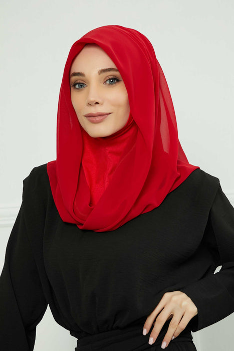 Instant-Chiffon-Schal für Damen mit Baumwollhaube, Chiffon-Turbanmütze, Kopfwickel, Instant-Turbanschal, PS-45