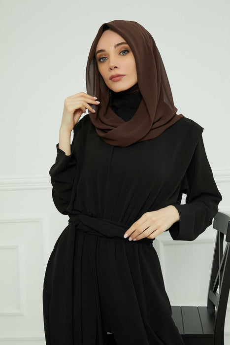 Instant-Chiffon-Schal für Damen mit Baumwollhaube, Chiffon-Turbanmütze, Kopfwickel, Instant-Turbanschal, PS-45