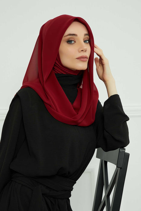 Instant-Chiffon-Schal für Damen mit Baumwollhaube, Chiffon-Turbanmütze, Kopfwickel, Instant-Turbanschal, PS-45