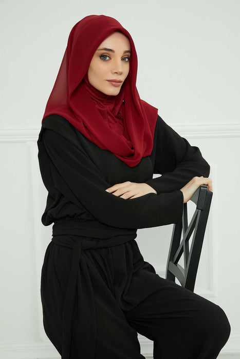 Instant-Chiffon-Schal für Damen mit Baumwollhaube, Chiffon-Turbanmütze, Kopfwickel, Instant-Turbanschal, PS-45