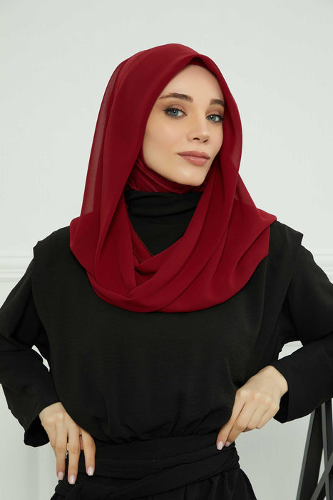 Instant-Chiffon-Schal für Damen mit Baumwollhaube, Chiffon-Turbanmütze, Kopfwickel, Instant-Turbanschal, PS-45