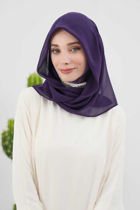 Instant-Chiffon-Schal für Damen mit Baumwollhaube, Chiffon-Turbanmütze, Kopfwickel, Instant-Turbanschal, PS-45