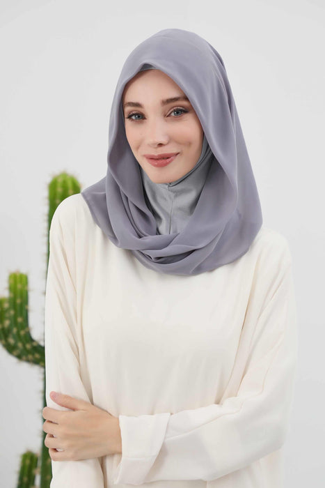 Instant-Chiffon-Schal für Damen mit Baumwollhaube, Chiffon-Turbanmütze, Kopfwickel, Instant-Turbanschal, PS-45