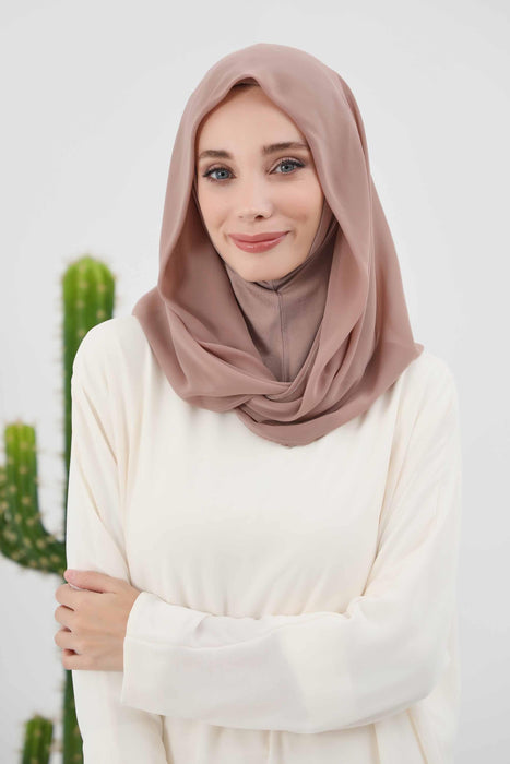 Instant-Chiffon-Schal für Damen mit Baumwollhaube, Chiffon-Turbanmütze, Kopfwickel, Instant-Turbanschal, PS-45