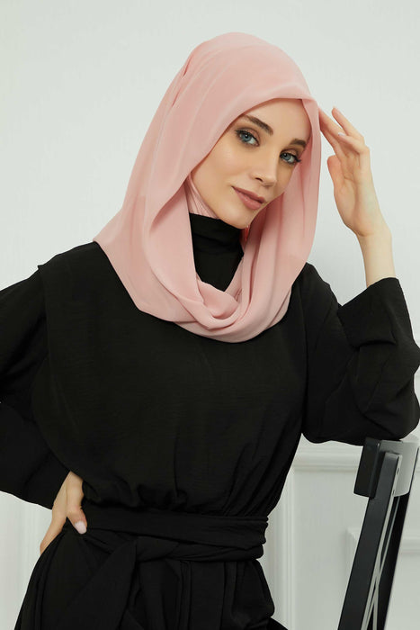 Instant-Chiffon-Schal für Damen mit Baumwollhaube, Chiffon-Turbanmütze, Kopfwickel, Instant-Turbanschal, PS-45