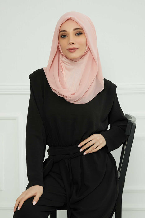 Instant-Chiffon-Schal für Damen mit Baumwollhaube, Chiffon-Turbanmütze, Kopfwickel, Instant-Turbanschal, PS-45