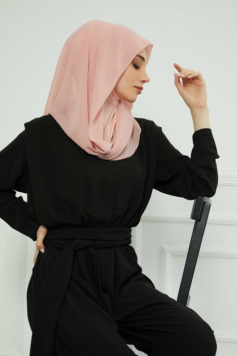 Instant-Chiffon-Schal für Damen mit Baumwollhaube, Chiffon-Turbanmütze, Kopfwickel, Instant-Turbanschal, PS-45