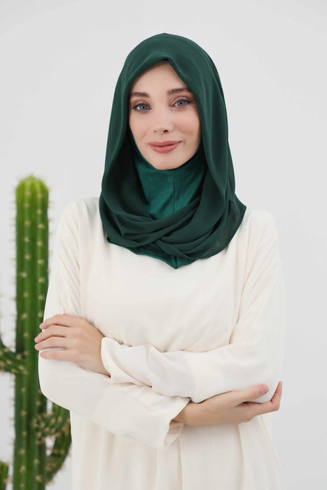 Instant-Chiffon-Schal für Damen mit Baumwollhaube, Chiffon-Turbanmütze, Kopfwickel, Instant-Turbanschal, PS-45