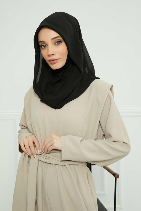 Instant-Chiffon-Schal für Damen mit Baumwollhaube, Chiffon-Turbanmütze, Kopfwickel, Instant-Turbanschal, PS-45