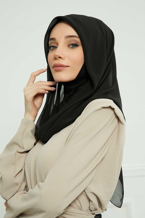 Instant-Chiffon-Schal für Damen mit Baumwollhaube, Chiffon-Turbanmütze, Kopfwickel, Instant-Turbanschal, PS-45