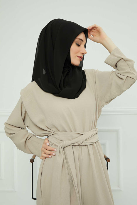 Instant-Chiffon-Schal für Damen mit Baumwollhaube, Chiffon-Turbanmütze, Kopfwickel, Instant-Turbanschal, PS-45