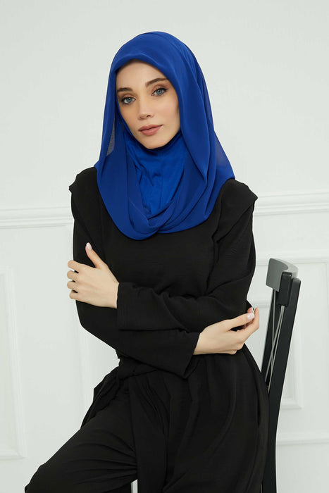 Instant-Chiffon-Schal für Damen mit Baumwollhaube, Chiffon-Turbanmütze, Kopfwickel, Instant-Turbanschal, PS-45