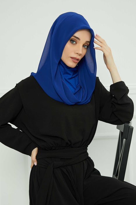 Instant-Chiffon-Schal für Damen mit Baumwollhaube, Chiffon-Turbanmütze, Kopfwickel, Instant-Turbanschal, PS-45