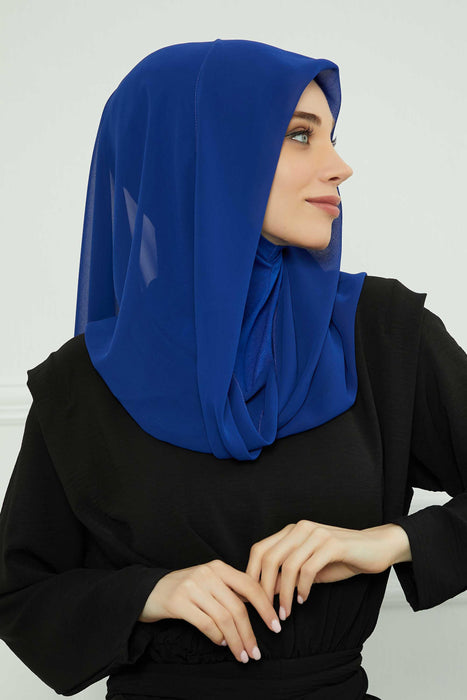 Instant-Chiffon-Schal für Damen mit Baumwollhaube, Chiffon-Turbanmütze, Kopfwickel, Instant-Turbanschal, PS-45