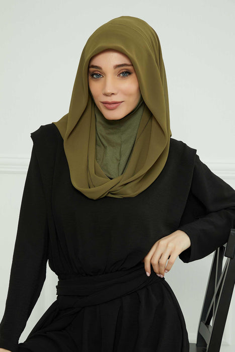 Instant-Chiffon-Schal für Damen mit Baumwollhaube, Chiffon-Turbanmütze, Kopfwickel, Instant-Turbanschal, PS-45