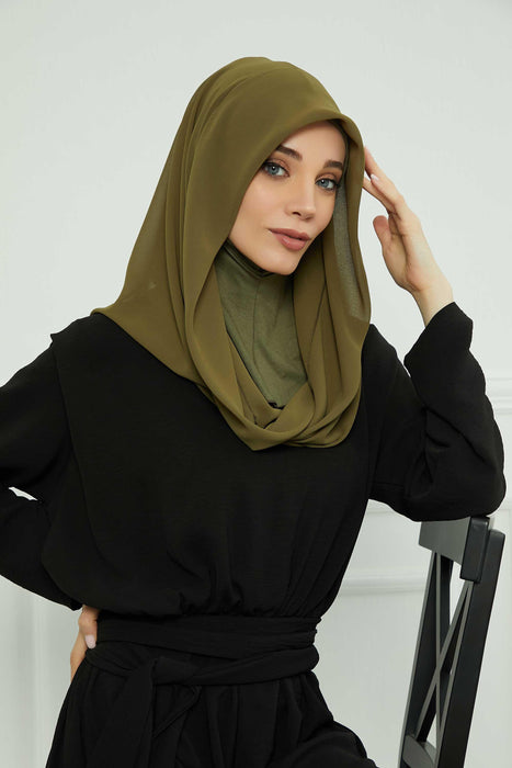 Instant-Chiffon-Schal für Damen mit Baumwollhaube, Chiffon-Turbanmütze, Kopfwickel, Instant-Turbanschal, PS-45