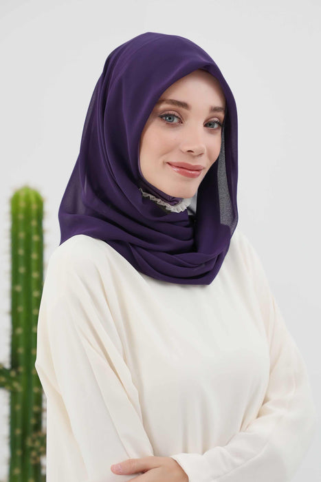 Instant-Chiffon-Schal für Damen mit Baumwollhaube, Chiffon-Turbanmütze, Kopfwickel, Instant-Turbanschal, PS-45