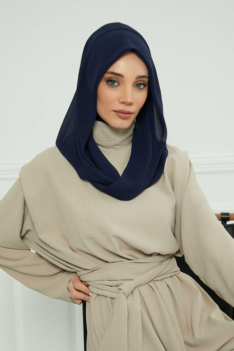 Instant-Chiffon-Schal für Damen mit Baumwollhaube, Chiffon-Turbanmütze, Kopfwickel, Instant-Turbanschal, PS-45