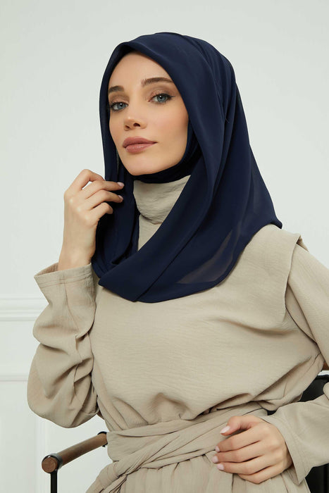 Instant-Chiffon-Schal für Damen mit Baumwollhaube, Chiffon-Turbanmütze, Kopfwickel, Instant-Turbanschal, PS-45