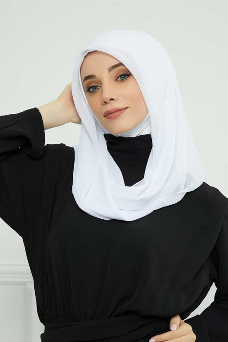 Instant-Chiffon-Schal für Damen mit Baumwollhaube, Chiffon-Turbanmütze, Kopfwickel, Instant-Turbanschal, PS-45