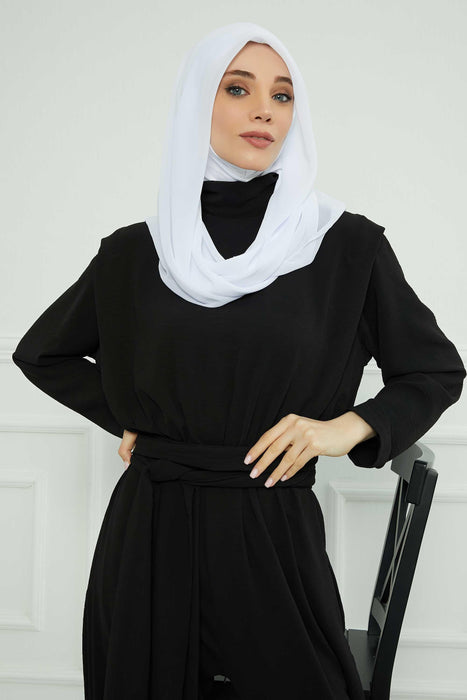 Instant-Chiffon-Schal für Damen mit Baumwollhaube, Chiffon-Turbanmütze, Kopfwickel, Instant-Turbanschal, PS-45