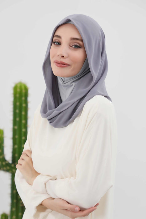 Instant-Chiffon-Schal für Damen mit Baumwollhaube, Chiffon-Turbanmütze, Kopfwickel, Instant-Turbanschal, PS-45