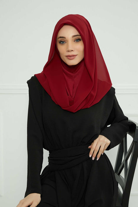 Instant-Chiffon-Schal für Damen mit Baumwollhaube, Chiffon-Turbanmütze, Kopfwickel, Instant-Turbanschal, PS-45