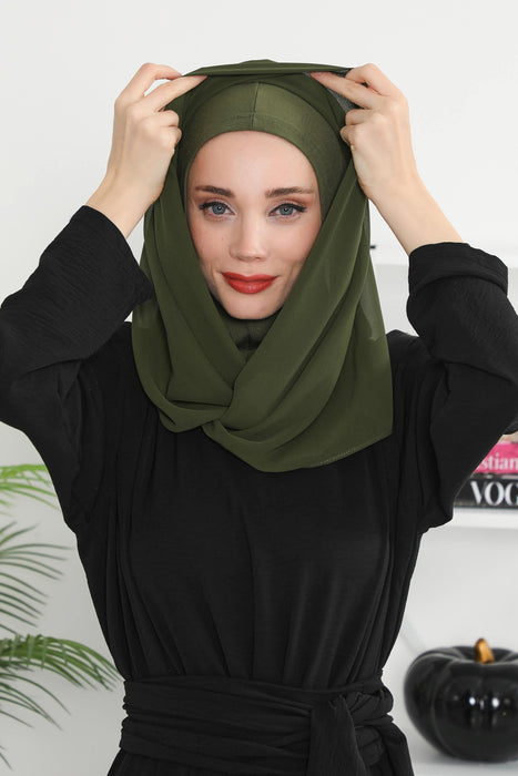 Instant Chiffon Shawl for Women With Cotton Bonnet Chiffon Turban Cap Head Wrap Instant Turban Scarf,PS-45