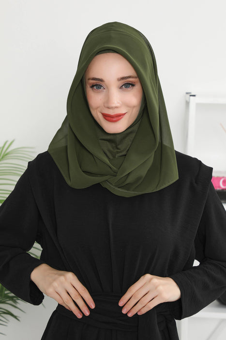 Instant Chiffon Shawl for Women With Cotton Bonnet Chiffon Turban Cap Head Wrap Instant Turban Scarf,PS-45