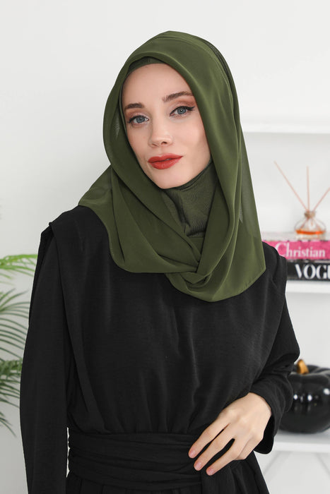 Instant Chiffon Shawl for Women With Cotton Bonnet Chiffon Turban Cap Head Wrap Instant Turban Scarf,PS-45