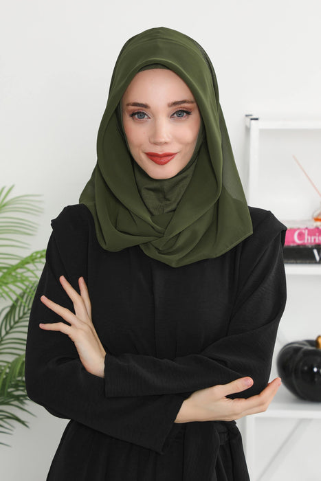 Instant Chiffon Shawl for Women With Cotton Bonnet Chiffon Turban Cap Head Wrap Instant Turban Scarf,PS-45