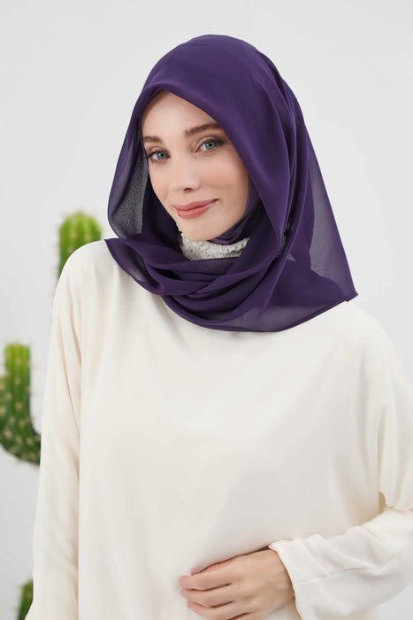 Instant Chiffon Shawl for Women With Cotton Bonnet Chiffon Turban Cap Head Wrap Instant Turban Scarf,PS-45