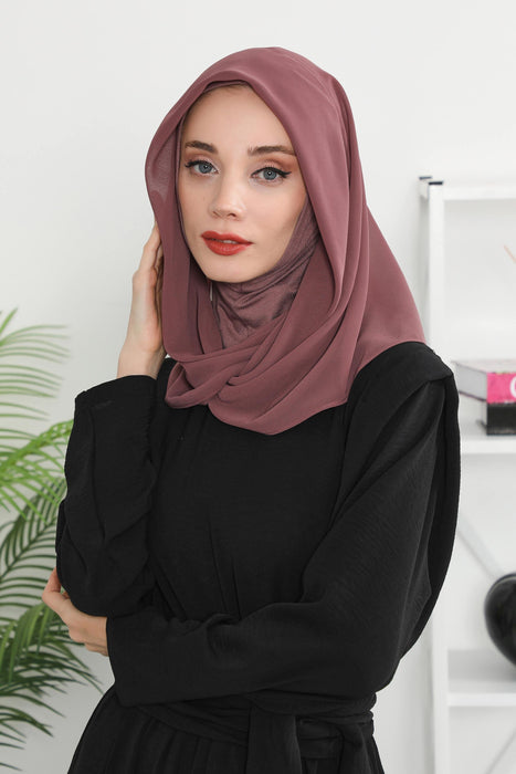 Instant Chiffon Shawl for Women With Cotton Bonnet Chiffon Turban Cap Head Wrap Instant Turban Scarf,PS-45