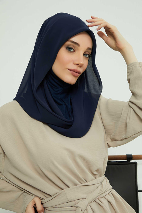 Instant-Chiffon-Schal für Damen mit Baumwollhaube, Chiffon-Turbanmütze, Kopfwickel, Instant-Turbanschal, PS-45