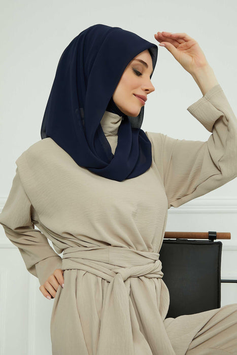 Instant-Chiffon-Schal für Damen mit Baumwollhaube, Chiffon-Turbanmütze, Kopfwickel, Instant-Turbanschal, PS-45