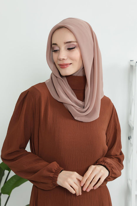 Instant-Chiffon-Schal für Damen mit Baumwollhaube, Chiffon-Turbanmütze, Kopfwickel, Instant-Turbanschal, PS-45